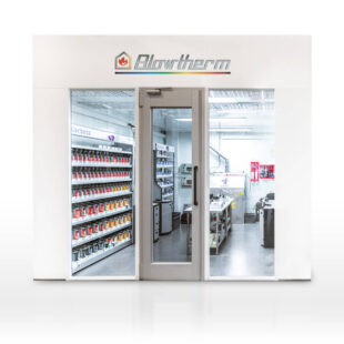 Paint mixing room. Ventilated and temperature controlled. Protects the operator. Reduces emissions.