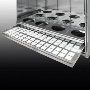 Depurating unit. Drawer fro easy maintenance of paint stop filters.