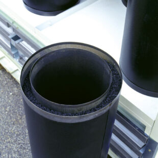 Depurating unit. Activated carbon cartridges. Correct dimensioning for adsorption VOC.