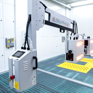 Paint dryers IR for preparation areas. Ergonomic rail-system. Ceiling mounted.