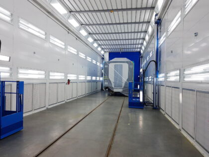 Spray paint booth for railway. LED lighting. Blowtherm.